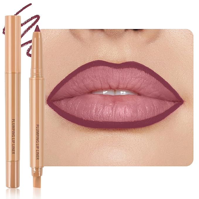 Matte Lip Liner, Plump Lipliner Pencil Crayon，Creamy Matte Finish with Silicone Smudger For Women, High-Pigment Smooth Formula for Sculpting &Contours Lip，Longwear，Lips Makeup，03#Violet Red