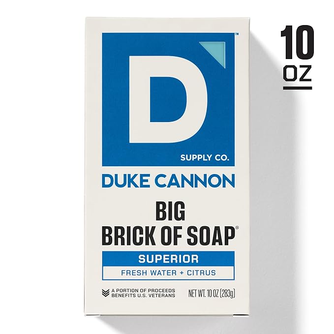 Duke Cannon Supply Co. Extra Large Bar Soap Bundle - Men's Bar Soap with Masculine Scents - Frsh Water + Citrus - All Skin Types - Big Brick of Soap - Superior,10 oz