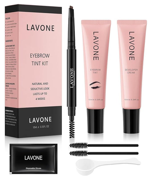 Eyebrow Color Kit with Brow Color & Eyebrow Pencil, 2-in-1 Natural Effects Eyebrow Makeup Set, Easy & Safe to Use 10ml - Medium Brown
