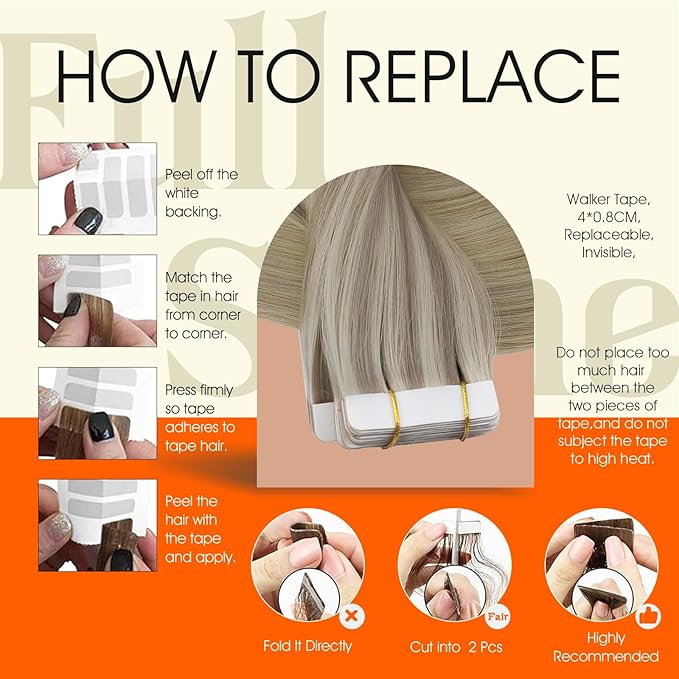 Full Shine Tape in Hair Extensions Real Human Hair Balayage Color 18 Ash Blonde Ombre 22 And 60 Blonde Seamless Tape ins Human Hair Extensions Invisible 16Inch Remy Human Hair 50G for Women 20Pcs