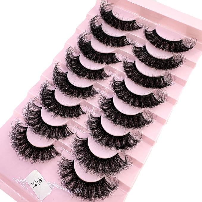 HBZGTLAD Mink Lashes Fluffy False Eyelashes 25mm Dramatic Faux Mink Eyelashes Natural Look Cat Eye Volume Eye Lashes Multipack (9D-29)
