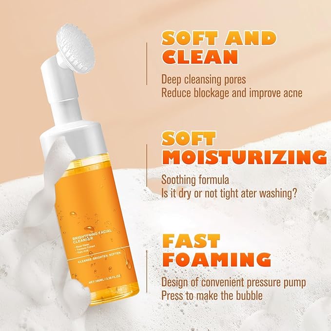 Turmeric Wash and Care Two Piece Set, Tuemeric Facial Cleanser & Turmeric Soap Bar,Face & Body Cleanser, Tur-meric Face Wash and Natural Turmerics Handmade Soap, Deep Cleansing