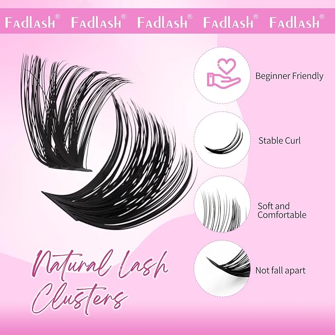 FADLASH Fluffy Lash Clusters 80D+100D Eyelash Clusters D Curl Clusters Eyelash Extensions 10-18mm Individual Lashes Natural and Volume Lash Extensions