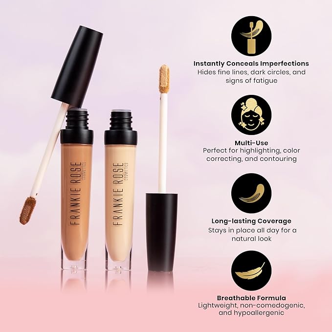Frankie Rose Cosmetics Our Lil’ Secret Concealer - Full, Long Lasting Coverage for Dark Circles and Fine Lines - Easy to Blend - Soft, Smooth Complexion - Angelic