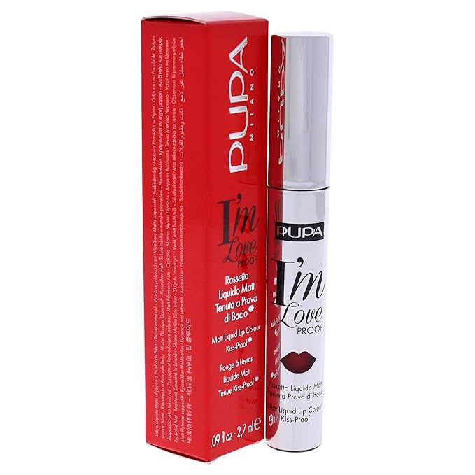 Pupa Milano I'M Loveproof Matte Liquid Lip Color - Kissproof - Velvety Effect - Super-Intense Color - High Concentration - Flawless And Defined - 011 Kiss Me Red - 0.09 Oz