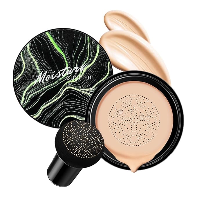 Mushroom Head Air Cushion CC Cream - BB Cream Face Makeup for Mature Skin, Moisturizing Cover Balm Foundation & Long-Lasting Color Correcting Concealer, Even Skin Tone for All Skin (Ivory)