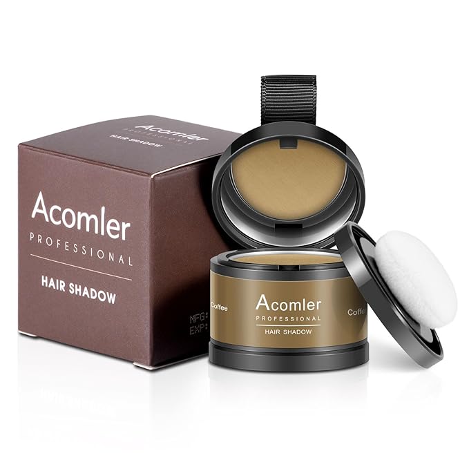 Acomler Instantly Root Cover Up Hairline Shadow Powder for Thinning Hair, Grey Hair, Eyebrows, Beard Lines, and Bald Spots (Coffee)