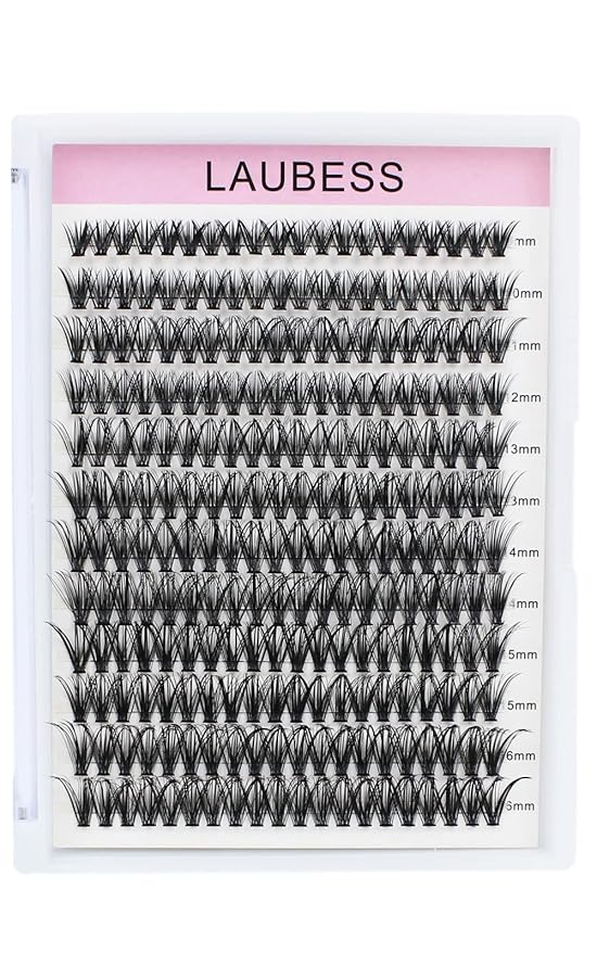 Lash Clusters LAUBESS Individual Lashes Waterproof Eyelash Clusters Mixed Tray Cluster Eyelash Extensions Soft Cluster Lashes for Beginners(40D-0.05C-9-16)