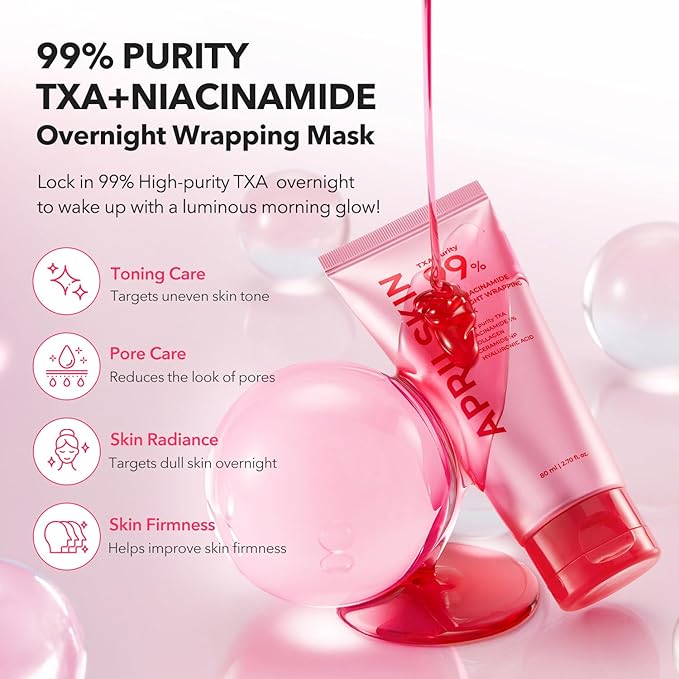 APRILSKIN TXA Wrapping Mask with Jelly Brush: TXA Niacinamide 99 Overnight Wrapping Mask and Jelly Brush