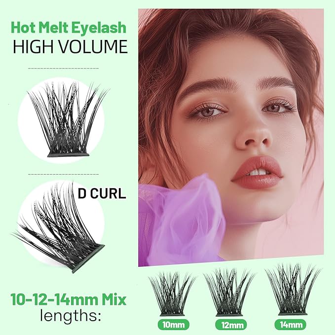 Bodermincer Lash Clusters D Curl Black/Brown/Colored Lashes 10-12-14/12-14-16/16-18-20mm Mixed Lash Clusters Kit For Beginner (M01# 10-12-14mm Mixed)