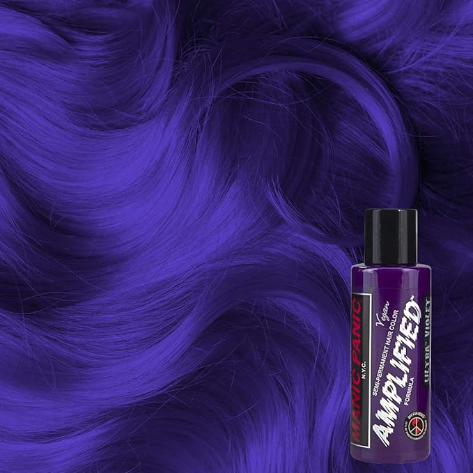 MANIC PANIC Ultra Violet Amplified Semi-Permanent Hair Dye - Cool Blue Toned Violet Color - Works on Dark & Light Shades - Vegan, PPD & Ammonia Free