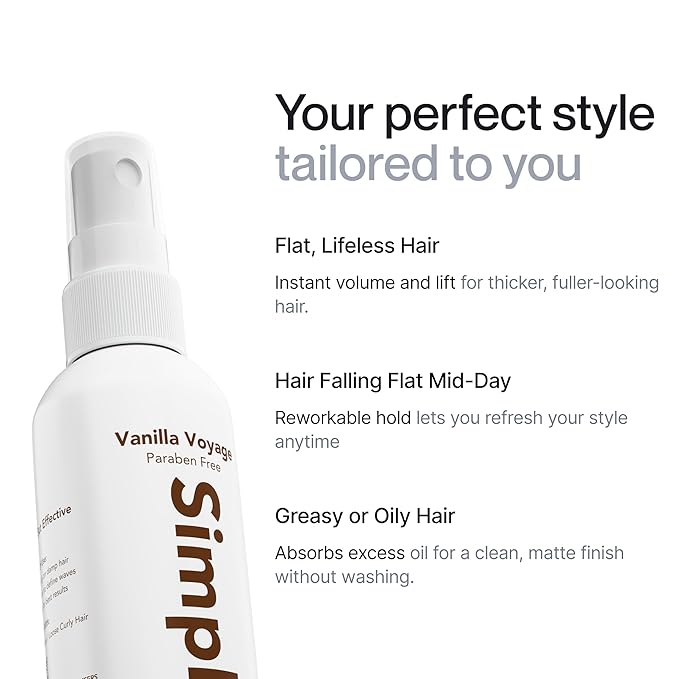 Simpletics Himalayan Sea Salt Hair Spray (Tropical Scent) – Natural 5-Ingredient Formula for Beach Waves & Volume – Light Hold, Non-Greasy, Paraben & Sulfate Free – Unisex 8 fl oz