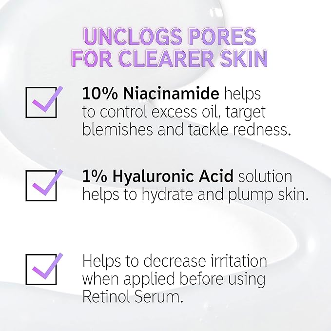 The INKEY List 10% Niacinamide Serum, Lightweight Oil Control Serum Helps with Blemishes and Appearance of Redness, Hydrating 1% Hyaluronic Acid 30ml, 1 fl oz