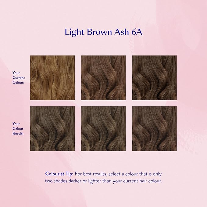 eSalon Permanent Hair Color & Hair Dye Complete Kit - Personal Colorist Kit for Up To 100% Gray Coverage for All Hair Types - Professional-Grade Ammonia-Free Hair Dye (Light Brown Ash 6A)