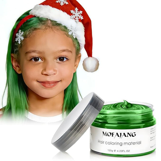 Green Temporary Hair Dye Wax Natural Instant Hair Color Wax Pomades 4.23 oz, Hair Styling Clay for Party, Cosplay, Halloween, Christmas