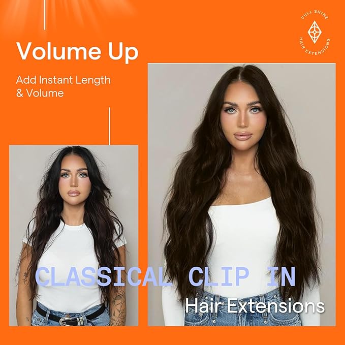 Full Shine Clip on Hair Extensions for Women 12 Inch Short Dark Brown Clip in Hair Extensions for Short Hair 7 Pieces 95 G