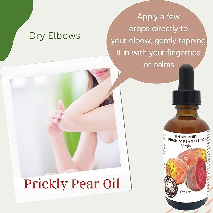 Prickly Pear Seed Oil Organic - Virgin (Cold Pressed, Unrefined) for hydrated skin, glowing mature skin. Nature’s Desert Secret for Radiant Skin and Hair 0.5 oz (15ml)