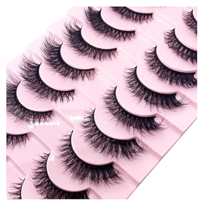 HBZGTLAD New 10 Pairs 3D Mink Lashes False Eyelashes Handmade Wispy Fluffy Long Lashes Natural Eye Makeup Tools Eye Lashes(55-10pairs)