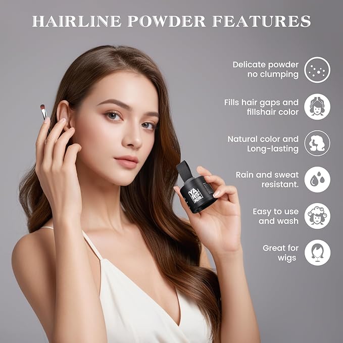 Hairline Shadow Powder, Gray, Root Touch Up Powder for Instantly Gray Hair Cover Up, Women Color Root Coverage for Thinning Grey, Mens Roots Concealer for Hair Loss Beard Line, #6