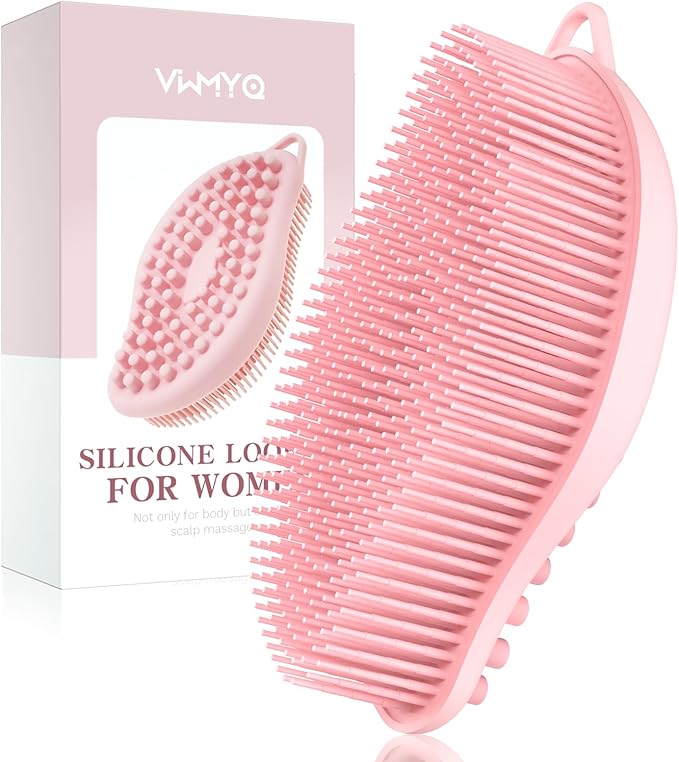 Silicone Loofah for Women - Exfoliating Body Scrubber, Soft Dual-Sided Silicone loofa for Body Clean and Massage, Gentle Bath Brush Lathers Well for All Kinds of Skin