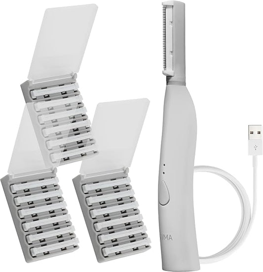 SPA SCIENCES - SIMA Patented Dermaplane Razor for Women Face – Painless 2-in-1 Facial Exfoliation & Peach Fuzz Hair Removal – Anti-Aging – 3 Speeds – Rechargeable – 19 Weeks Treatment