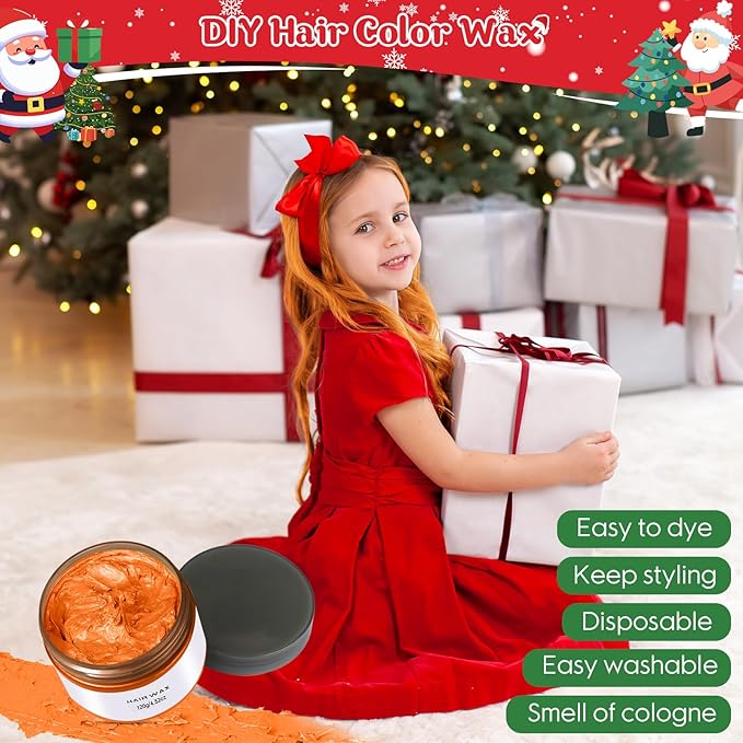 Temporary Hair Color Chalk for Kids, Orange Hair Dye, Hair Wax Color for girls age 4 5 6 7 8 9 10-12 Birthday Party Cosplay DIY Halloween Christmas