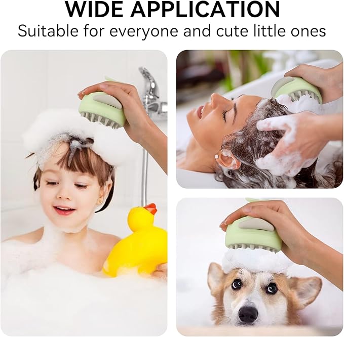 MOCHTERO Scalp Massager with Shampoo Dispenser, for Stress Relax Hair Growth,Handheld Hair Silicone Brush,Mint Green