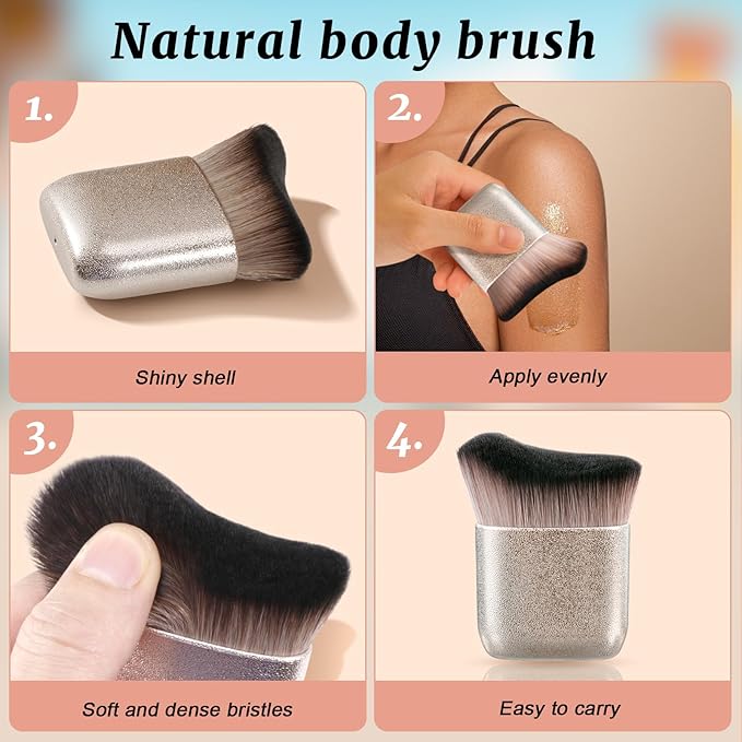 UNIMEIX Self Tanner Brush Sunscreen Body Makeup Brush Kabuki Blend Applicator Spray Tan Blending Beauty Brush for Body Coverage Perfector (Shiny Gold)