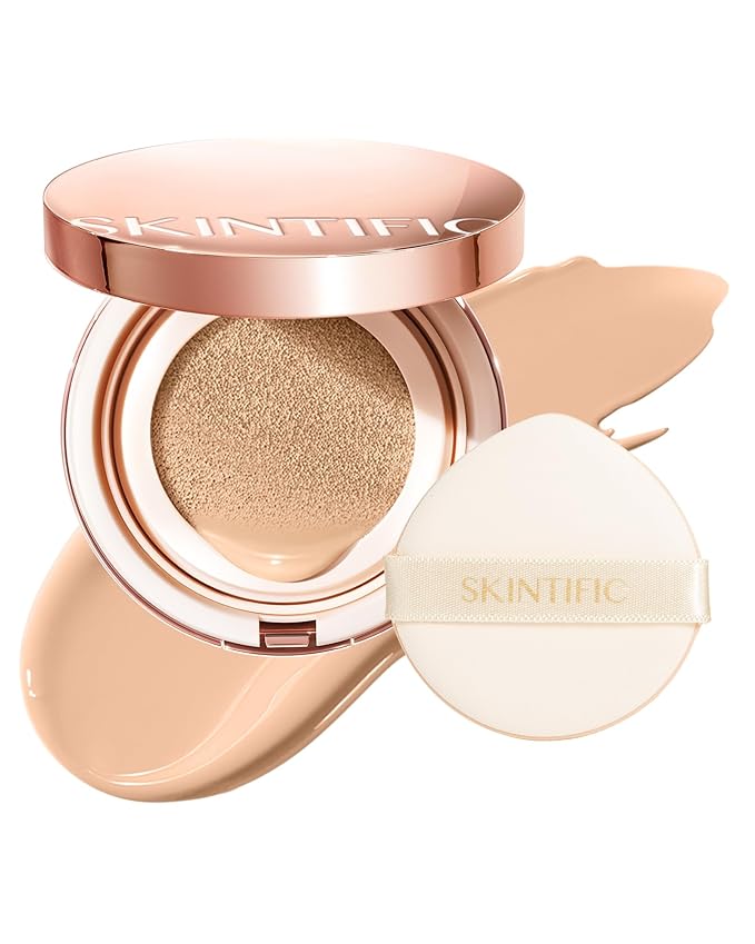 Full Coverage Cushion Foundation, Weightless, Skin Fit, Satin Glow Finish, Oil-Control Waterproof Foundation, Sweatproof Flawless BB Cream CC Korean Makeup,Tattoo Cover Up, Buildable(#02 Ivory)