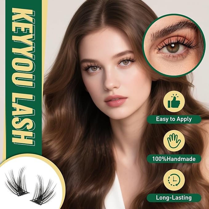 KEYYOULASH Lash Clusters Kit 144pcs 8-18MIX Lash Clusters Wispy Anime Lash Extension Kit with Lash Bond and Seal,Remover,Applicators for DIY Eyelash Extension Kit at Home (KY08 Kit)