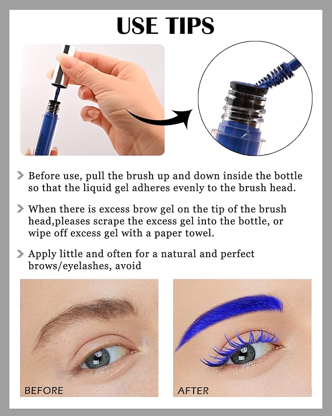 Tinted Eyebrow Mascara Gel-1Pcs Longlasting Waterproof Red Eyebrow Glue Colored Liquid Mascaras,Tint Brow Filler, Length Curling Mascara,Halloween Cosplay Party Eye Makeup Gift for Women-09