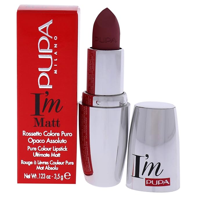 Pupa Milano I'M Matt Pure Color Lipstick - Velvety and Matt Lip Color - For Extraordinary Performance - Rich And Creamy Texture - 031 Magenta Rose - 0.123 Oz