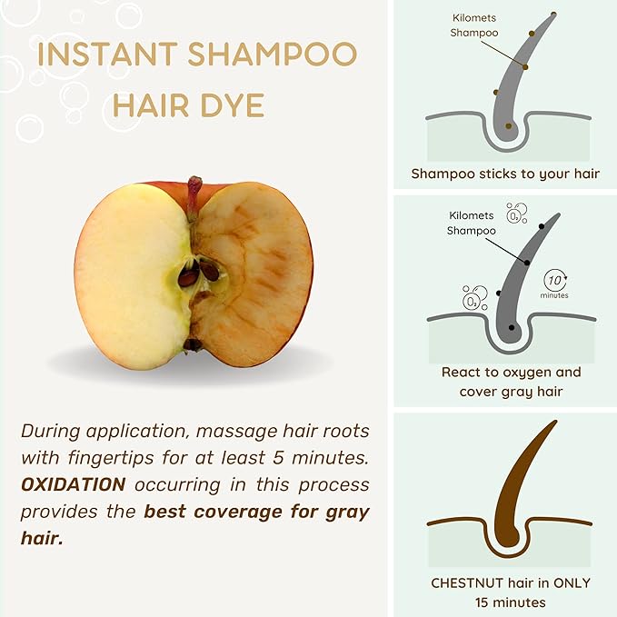 CHESTNUT BROWN Hair Dye Shampoo 3 IN 1- Hair Color Shampoo Grey Coverage in Minutes Ammonia Free Instant Coloring Gift for Mom Dad