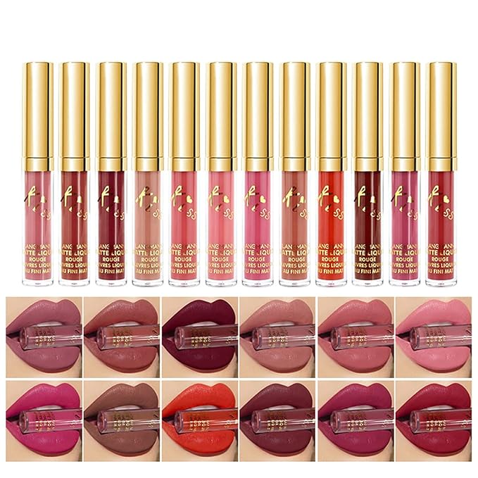 PRALOVIXAE 12 Colors Liquid Lipstick set,Matte & Waterproof Longlasting Lipgloss Gift Makeup Set
