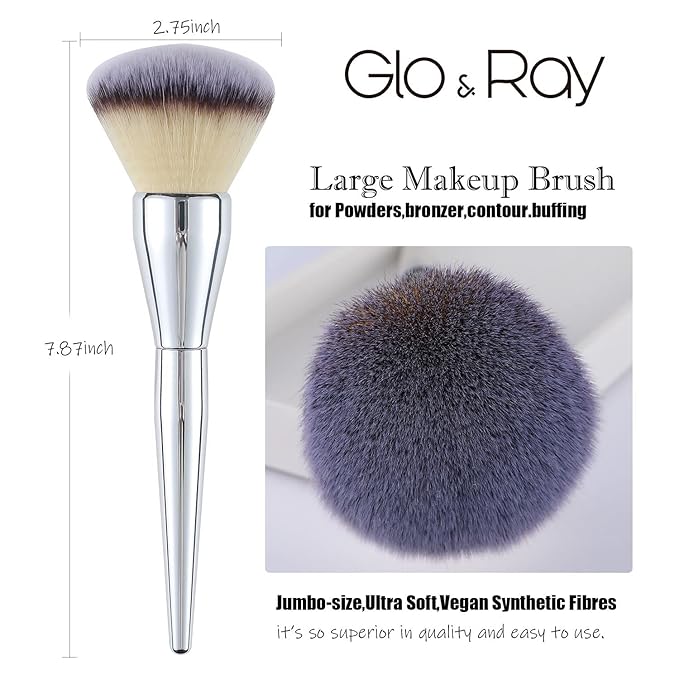 GLORAY Powder Brush Large Foundation Brush for Pressed Powder Fluffy Kabuki Makeup Brushes Perfect For Buffing,Stippling,Blending Liquid,Cream and Flawless Setting Powder Contour Face Brush