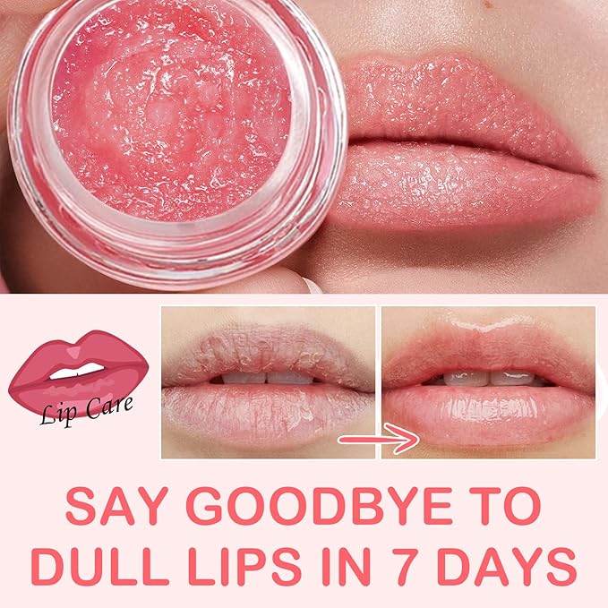 4 Pcs Bee Lip Balm Honey Pot Lip Mask & Lip Scrub Set, Honey Strawberry Watermelon Apple Lime Lip Mask Overnight, Moisturizing Sleeping Lip Mask, Hydrate Repair Prevent Dry Cracked Lip Care