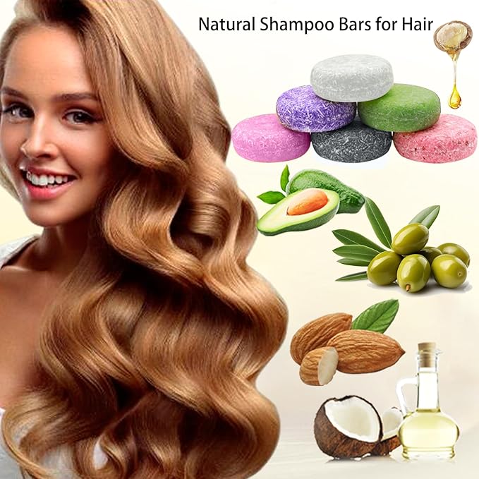8 Pack Shampoo Bar Gift Set,Natural Soap, Solid Dry Damaged Hair With Plant Essence Oil Helps Stop Loss and Promotes Healthy Growth, Travel Size Bulk Set