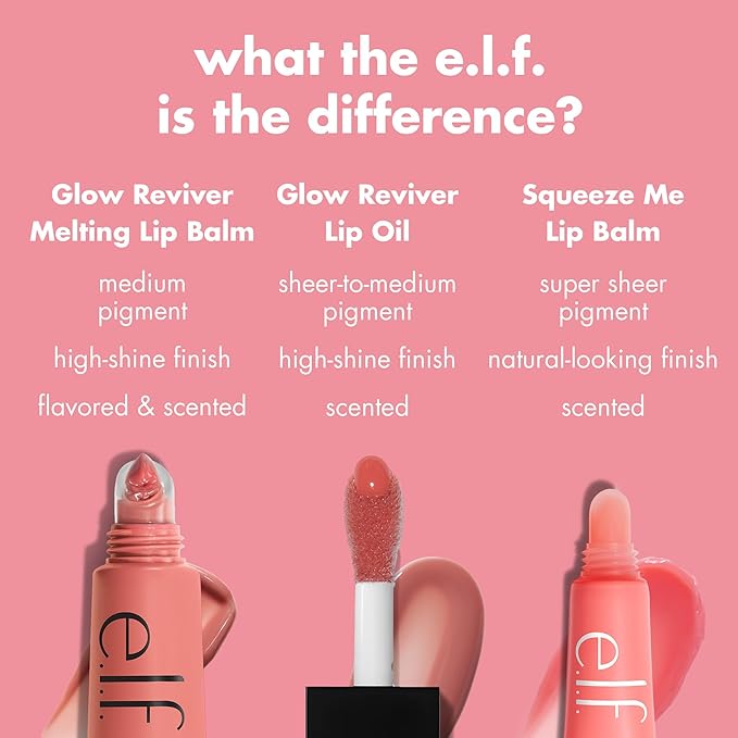 e.l.f. Glow Reviver Melting Lip Balm, Hydrating Tinted Lip Balm For A Glossy Finish & Soft, Supple Lips, Vegan & Cruelty-Free, Cotton Candy Crush
