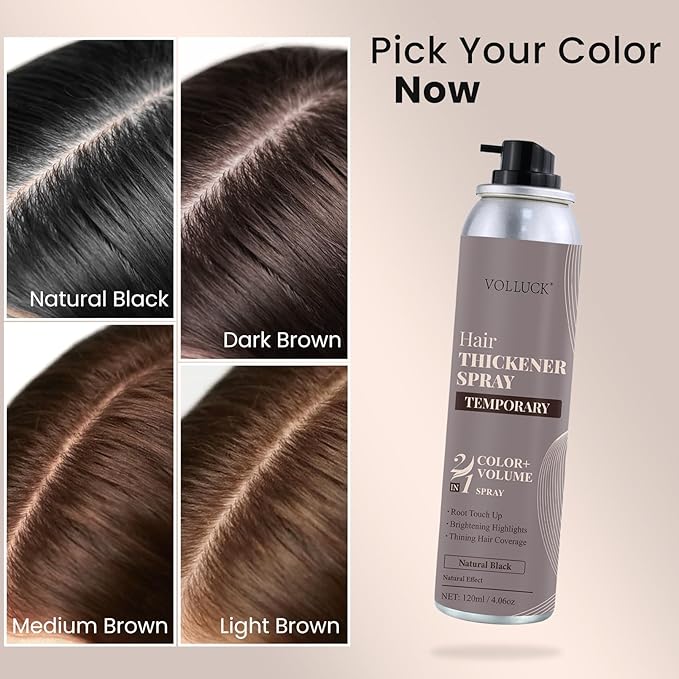VOLLUCK Root Touch Up Hair Color Spray, Temporary Gray Hair Root Cover Up, Grey Coverage Spray For Women & Men, Quick Drying Water-Resistant Formula Dark Brown