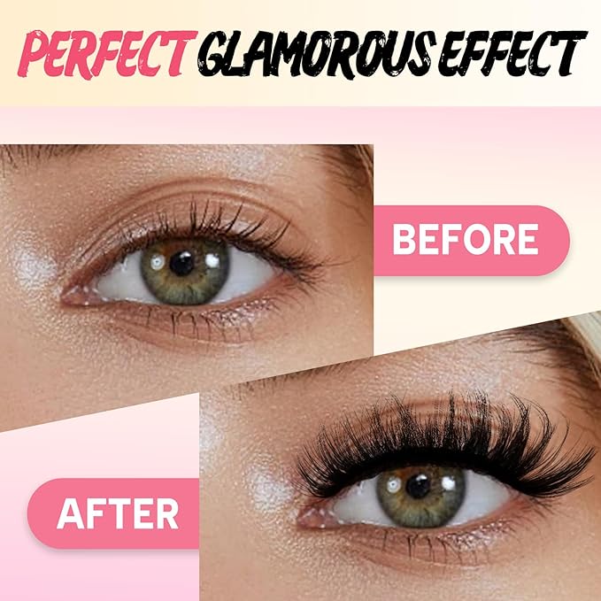 Ahrikiss Lashes Fluffy False Eyelashes 5D Volume Fake Lashes That Look Like Extensions 10 Pairs Soft Thick Strip Lashes Wispy Faux Mink Lashes (D15)