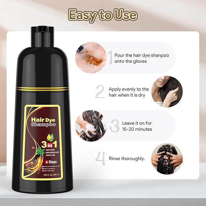 MEIDU Dark Burgundy Hair Dye Shampoo 3 in 1 for Gray Hair, Hair Dye for Women Men, Hair Color for Women Herbal Ingredients Natural (500ml,16.9oz) (Deep wine red)