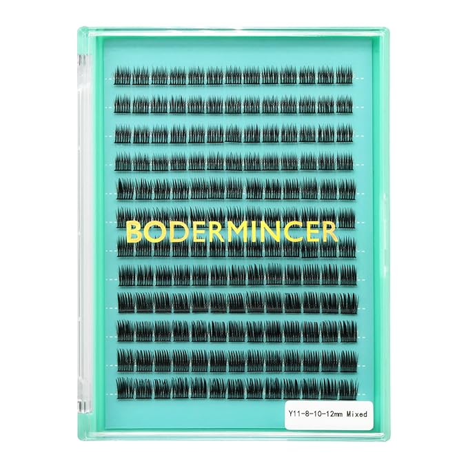 Bodermincer Lash Clusters D Curl Black/Brown/Colored Lashes 10-12-14/12-14-16/16-18-20mm Mixed Lash Clusters Kit For Beginner (Y11-C Curl-Black-8-10-12mm)
