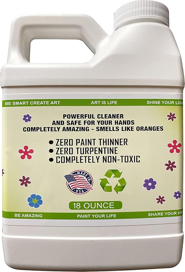 Green Piece® Paint Brush Cleaner for Paint Cleanup (Made in USA) – Works on Wet or Dry Paint, Acrylic, Latex, or Oil – 100% Natural & Completely Non-Toxic – 18 Ounce (Pack of 2)