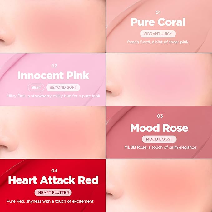 lilybyred Luv Beam Cheek Balm | Heart-Shaped Korean Cream Blush, Semi-Matte Finish, Long-Lasting, Blendable & Buildable, Soft Creamy Texture, Lightweight, Natural Flush, 0.12 oz. (06 Fliuffy Peach)