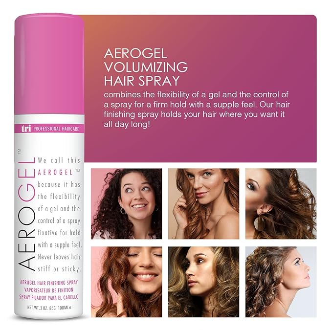 TRIDESIGN Aerogel Hairspray - Strong Hold Hair Finishing Spray for Volumizing & Control, Flexible Styling for All Hair Types, Non-Sticky and Scented - For Women and Men - Travel Size Pack of 2 (3 Oz)