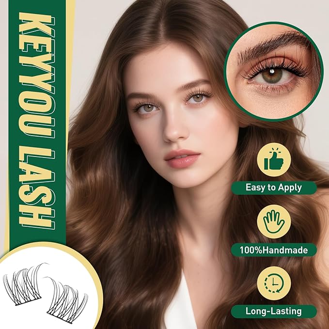 KEYYOULASH Lash Clusters Kit 144pcs 10-12MIX Lash Extension Kit Natural&Wispy Lash Clusters with Bond and Seal,Remover,Applicators for DIY Eyelash Clusters at Home (KY10 Kit)