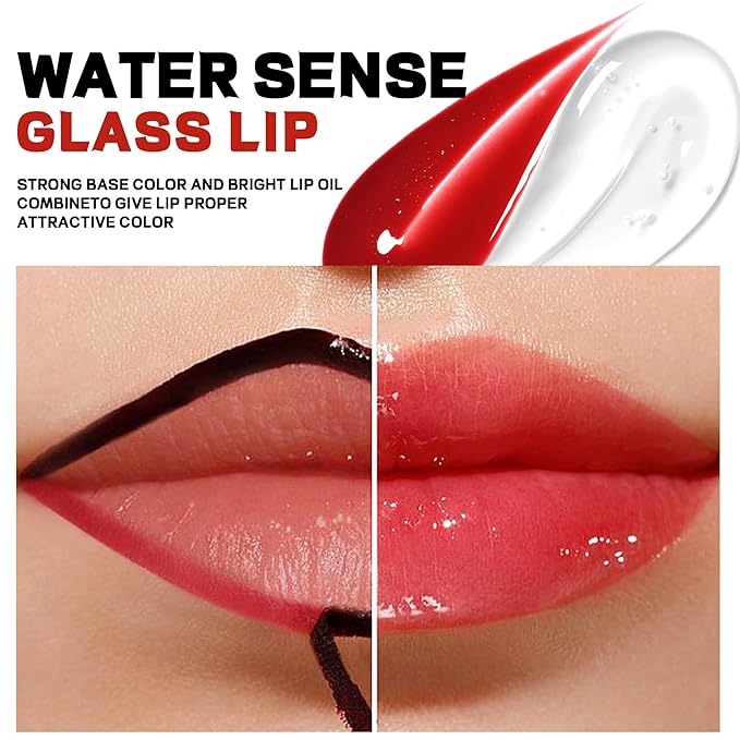 Liquid Lipstick with Clear Lip oil, Dual-Ended Peel-Off Lip Gloss, Long-Lasting Water-proof Lip Gloss (Brown)