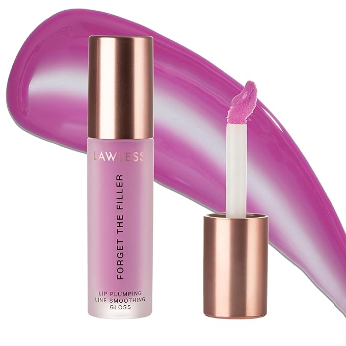 Lawless Women's Forget The Filler Lip Plumper Line Gloss, Violet Bloom, Purple, 0.11 Fl Oz (Pack of 1)