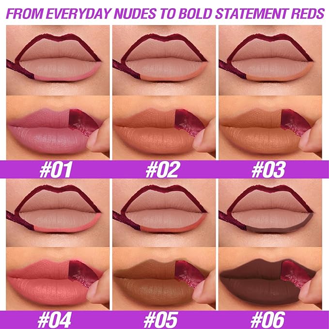 LANGMANNI 2Pcs Peel Off Lip Liner Set,Lip Stain Peel Off,Long-Lasting Waterproof & Smudge-Proof Matte Lip Liners With Ergonomic Handle & Precision Brush,Makeup Gift for Girls (#1+2)