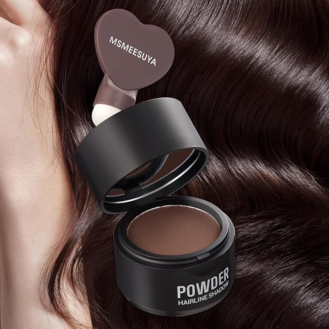 Hairline Powder Instantly, Fill In Fine or Root Touch up powder,Thinning Hair Instantly Thicker Touch Up for Windproof&Sweatproof, Darkroot touch up for Men & Women (MEDIUM BROWN丨0.14Ounce)